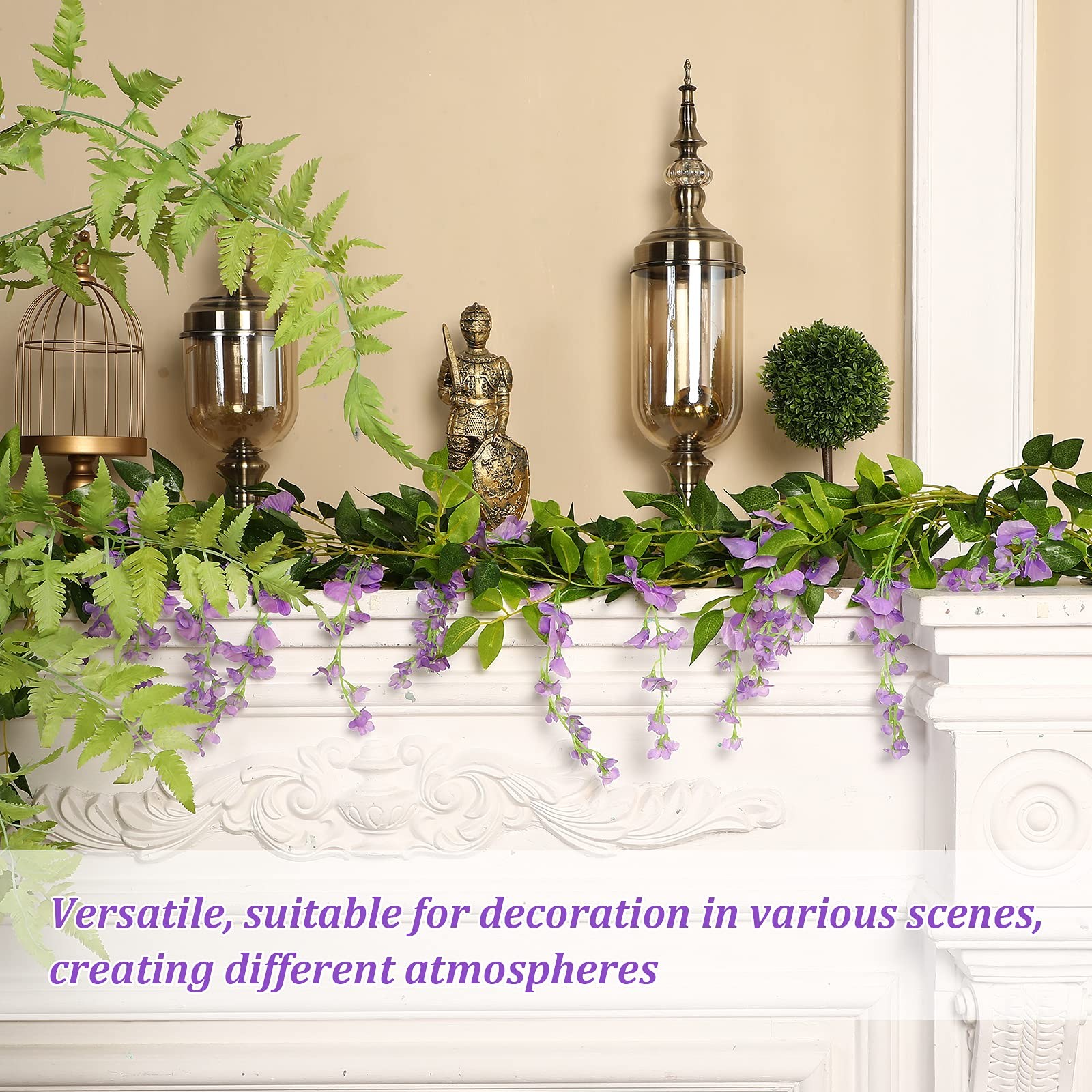 4 Pieces 26 Ft in Total Purple Wisteria Garland Hanging Flowers Artificial Vi…