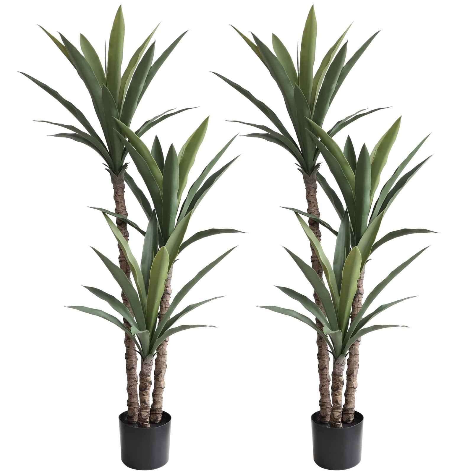 2 Pack Artificial Agave Trees 4.5Ft Faux Agave Plant with 3 Heads Silk Faux T…