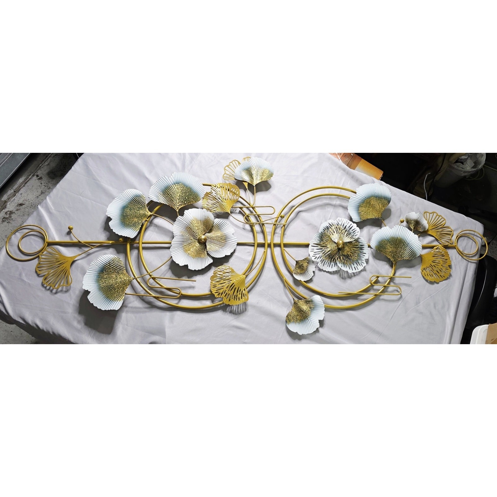 KHIESA 3D Gold Ginkgo Leaf Metal Wall Art Sculpture Large