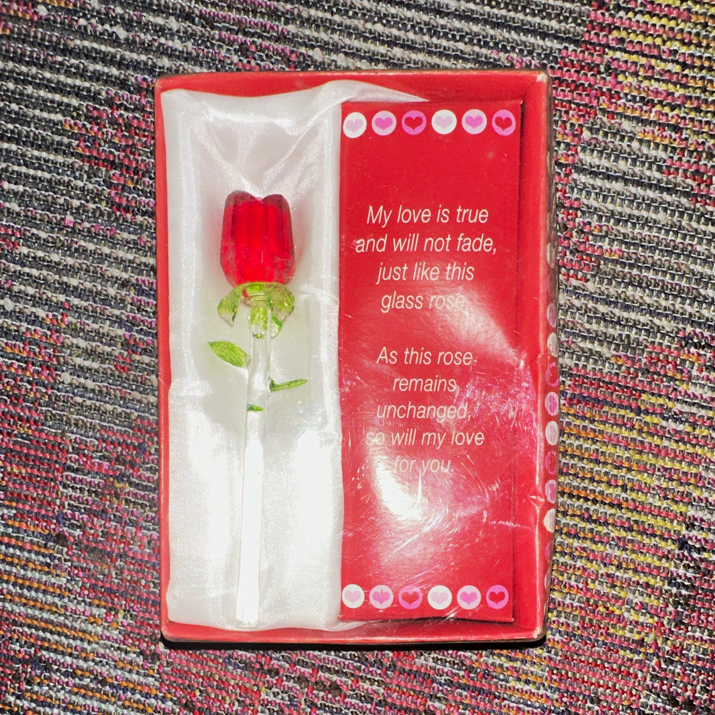 Greenbrier Glass Rose Gift Box Red/Green/Clear Love & Romance Artificial