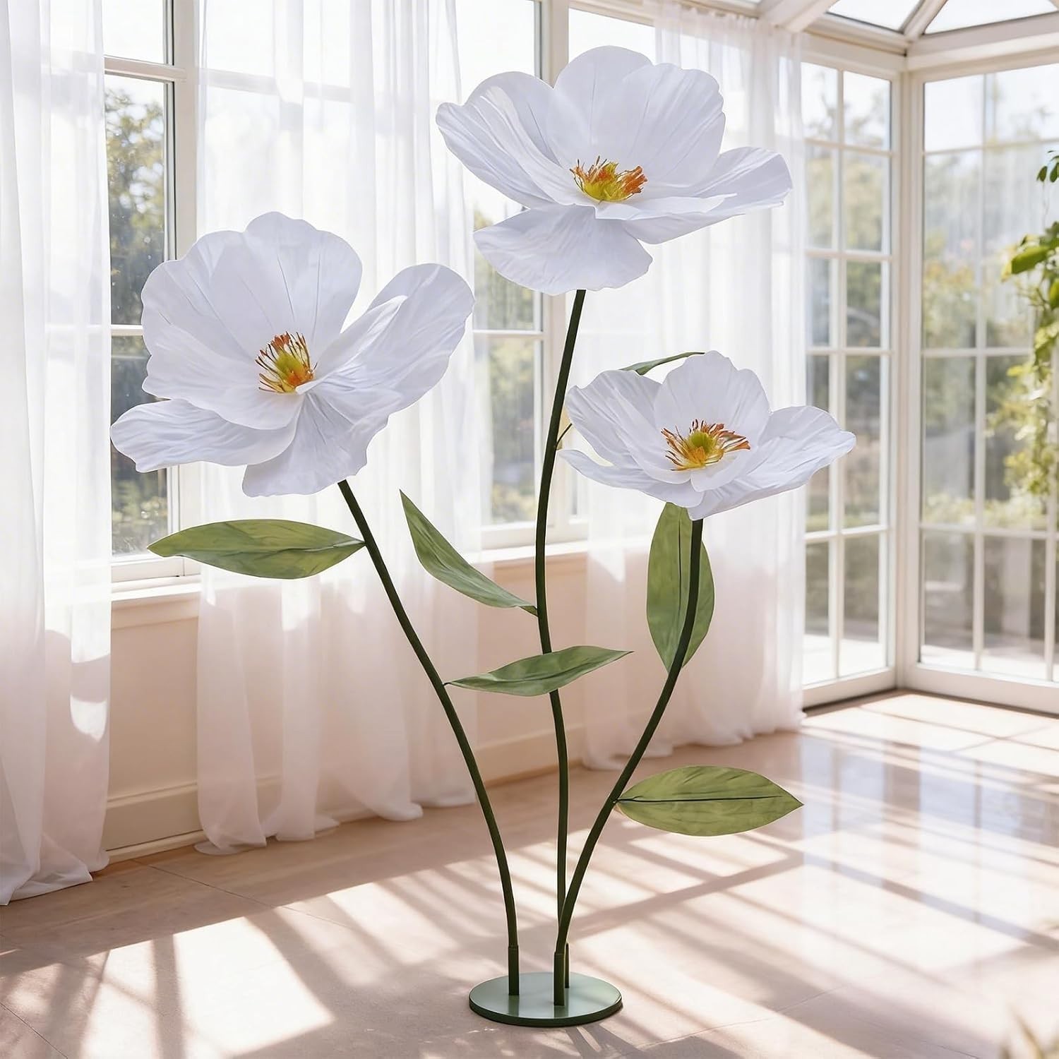 Giant Poppy Artificial Flowers with Stand,Large Gradient Paper Flowers,Waterproo