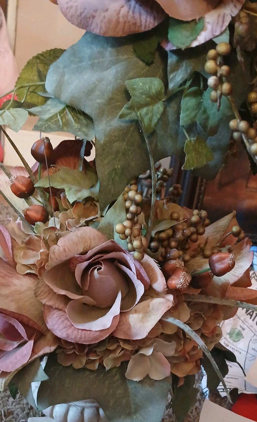 Mauve Floral Arrangement Artificial Flowers Standing Base