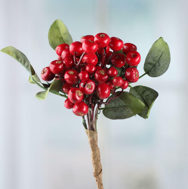 Artificial Red Berry Cluster Picks
