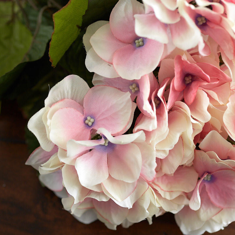 18″ Artificial Cream Pink Hydrangea Silk Flower Bush