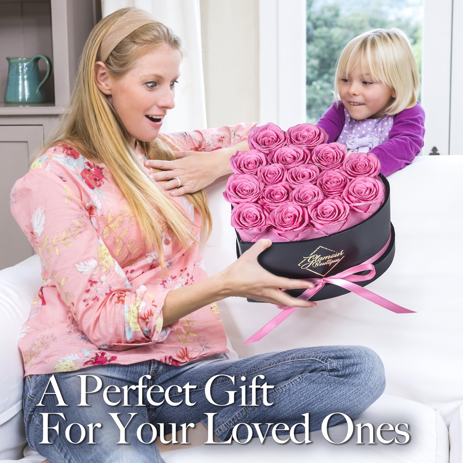 GLAMOUR BOUTIQUE 16 Flower Forever Heart Shape Box – Preserved Roses Gift for