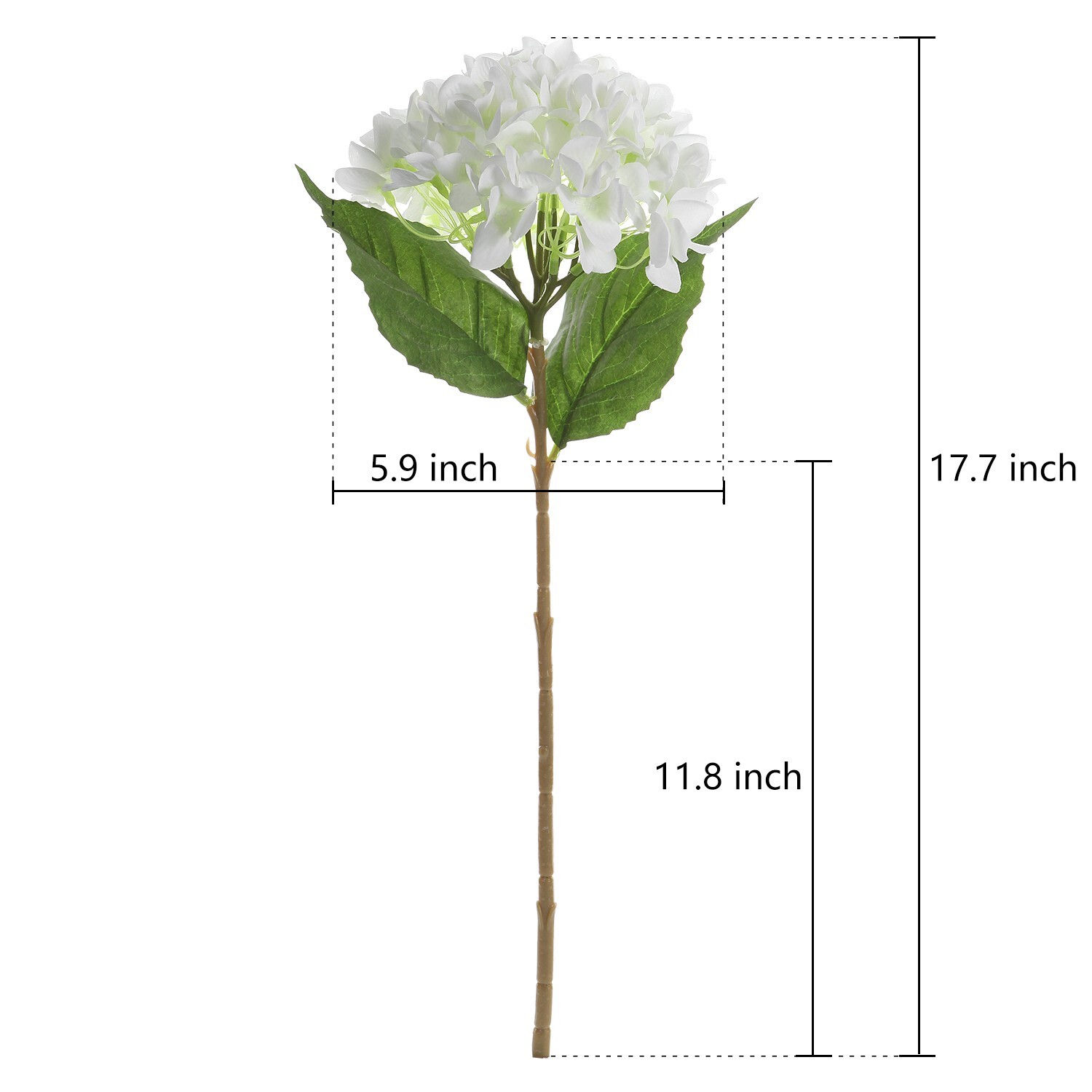 EZFLOWERY 5 Pcs Artificial Silk Hydrangea Flowers 18” Bouquet Arrangement White