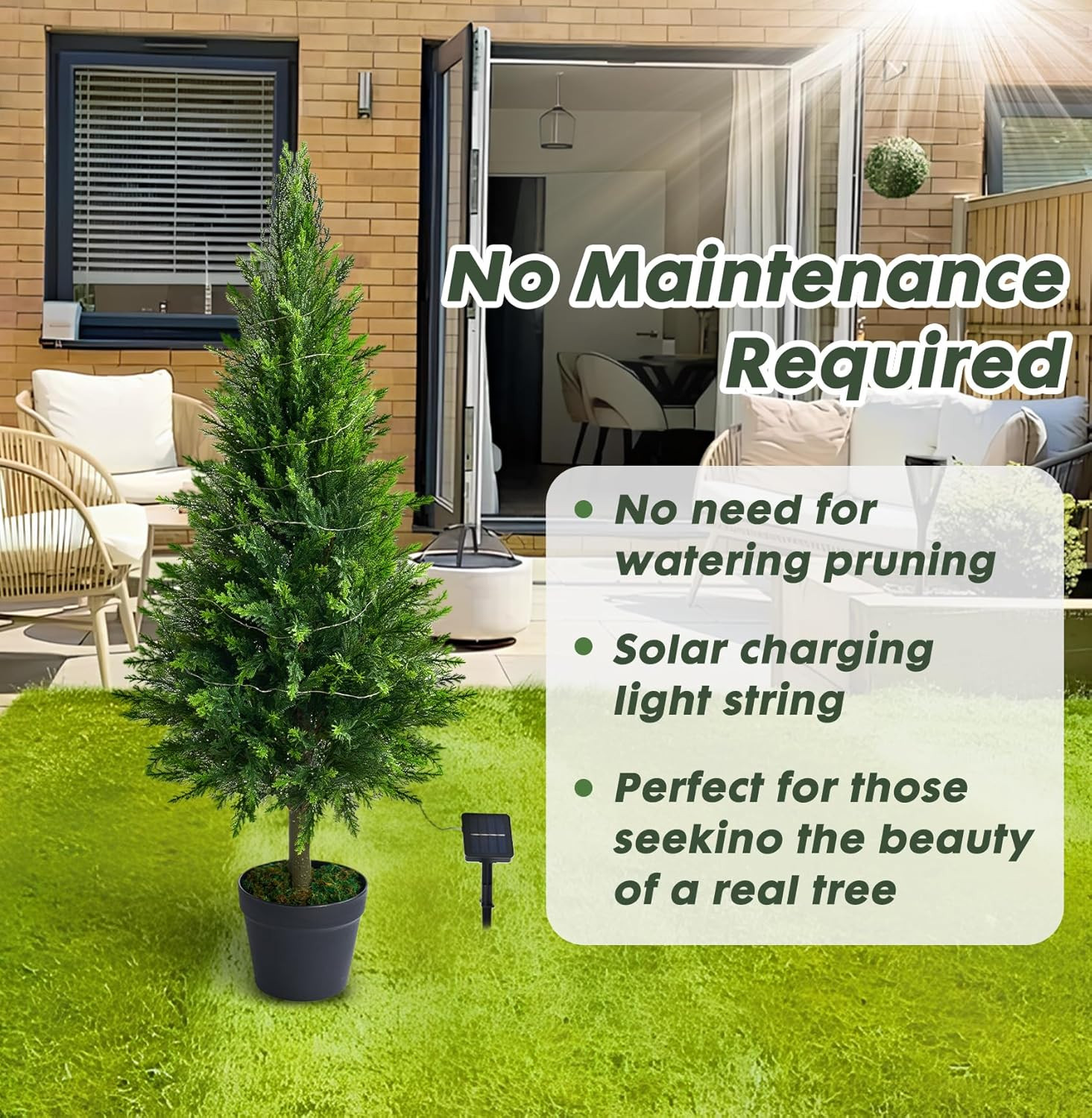 2 Pack 4FT Fake Cypress Plants with Lights – UV Resistant Indoor/Outdoor Decor