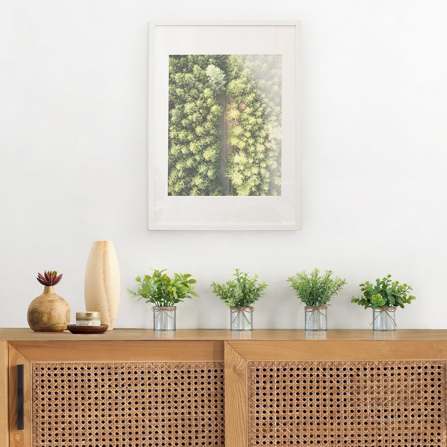 4 Packs Small Fake Plants in Farmhouse Galvanized Pots Table Centerpiece Mini…