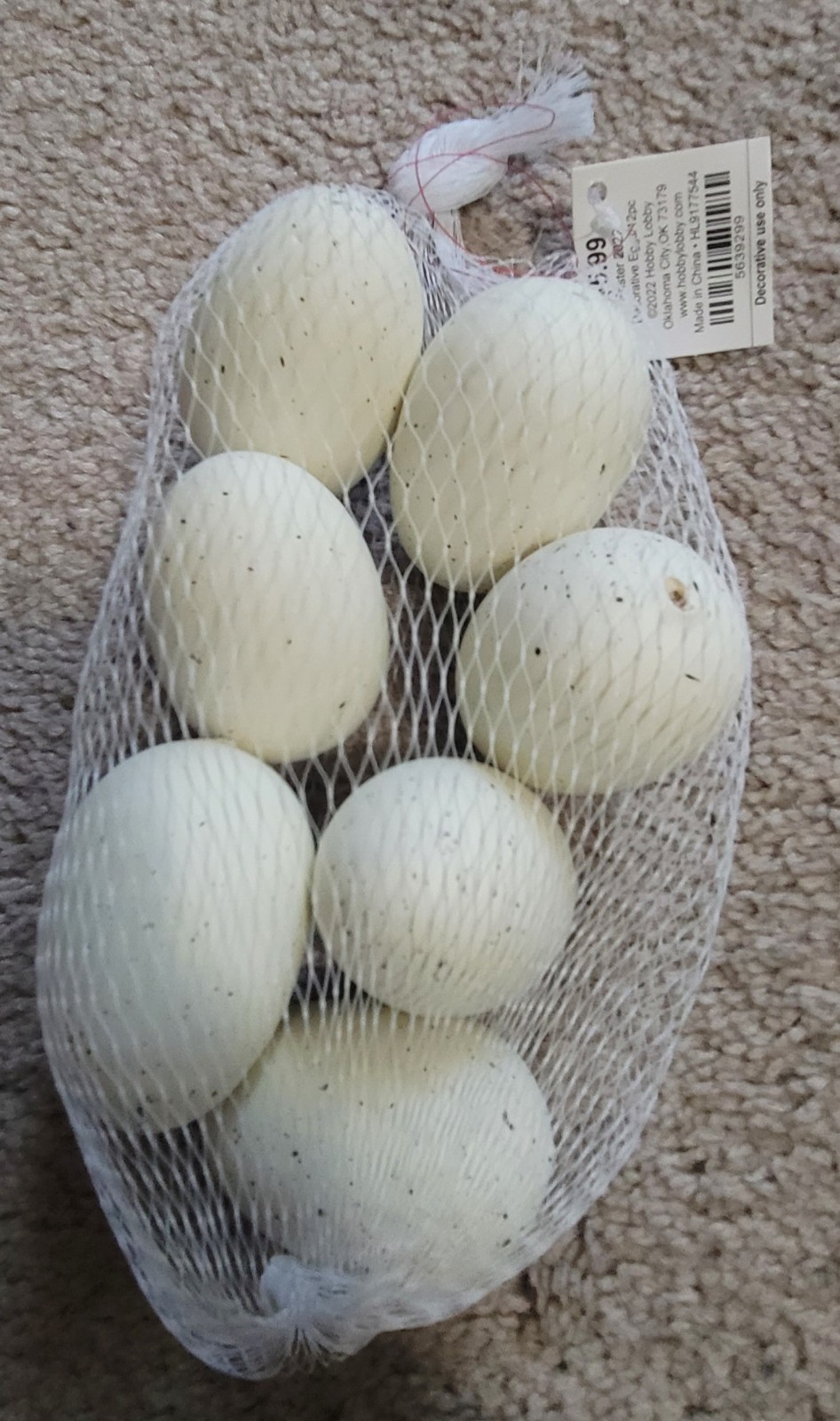 Set Of 7 Realistic Eggs Cream Speckled Bird Eggs 2 1/4” Easter Eggs- Hobby Lobby