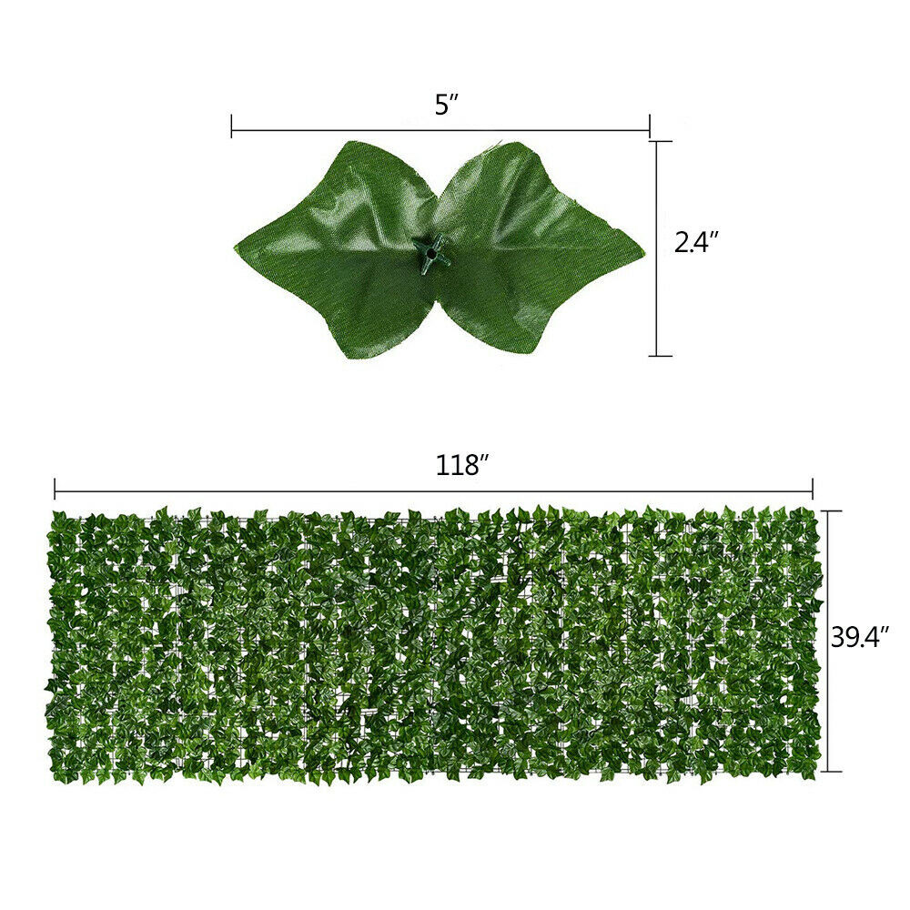 118″x39″ Artificial Privacy Fence Wall Screen Faux Ivy Leaf Outdoor Garden Decor