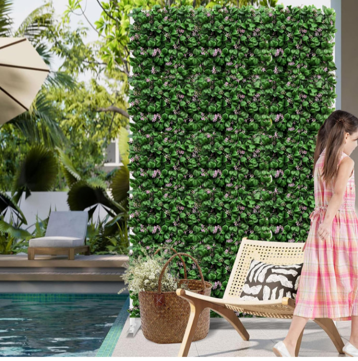 Artificial Flowering Hedge Panels 8pcs 10″X10″ Foliage Hedge Wall Mat for Fence