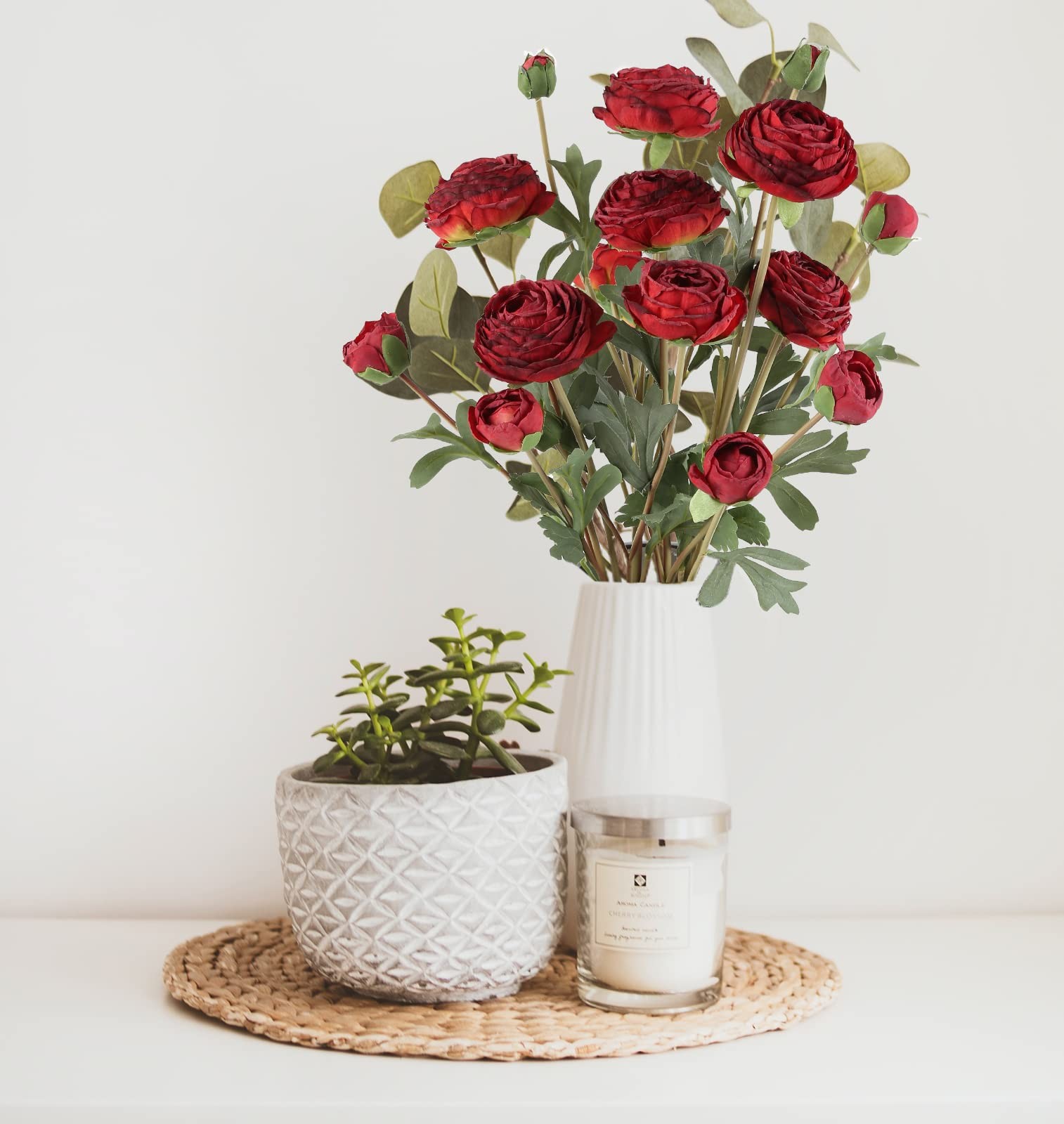 Ranunculus Artificial Flower,Silk Flowers Fake Persian Buttercup Flower 18 He…