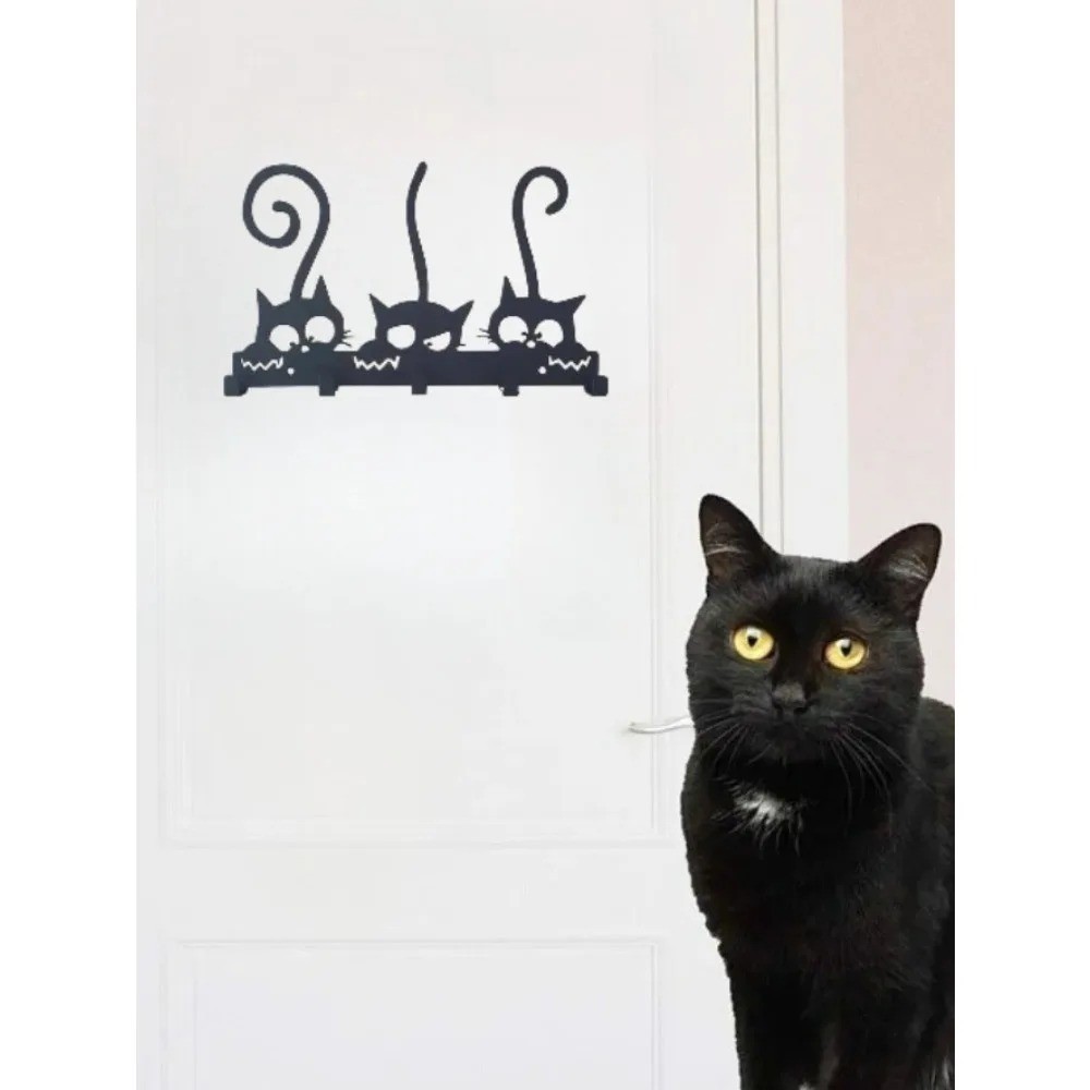 Vintage Black Wall Mounted Metal Coat Rack Hooks for Hats Keys Organization