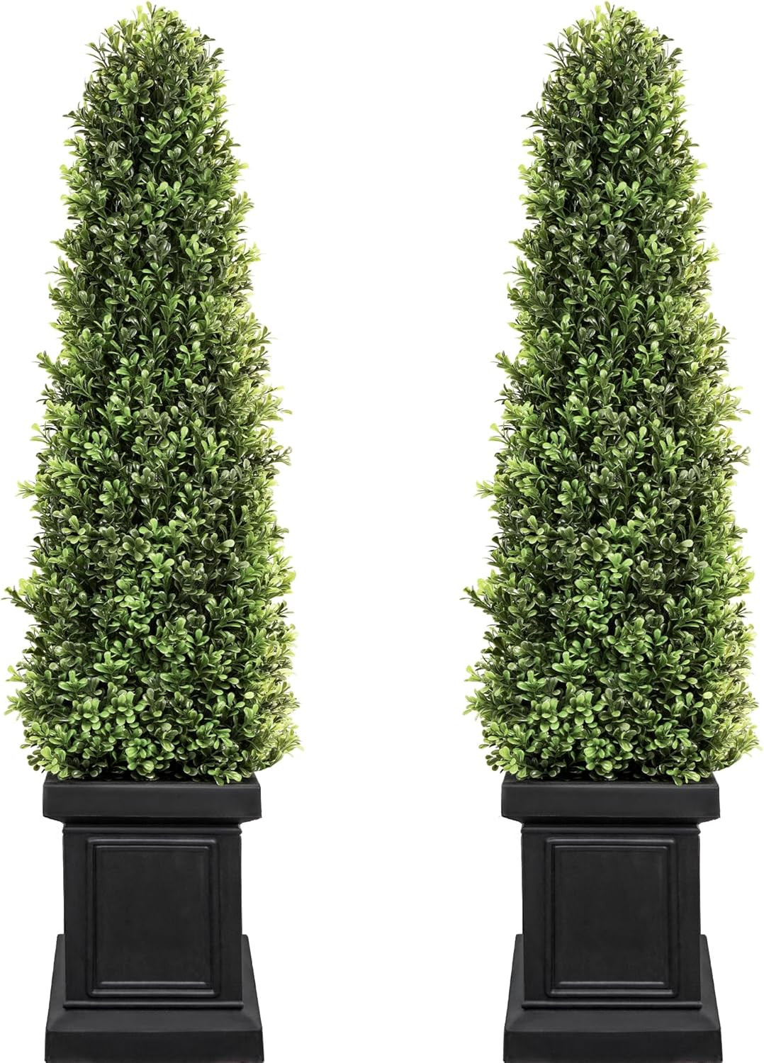 3.5Ft Boxwood Outdoor Topiary Set of 2, Tall All Year Green Fake Plant Topiary T
