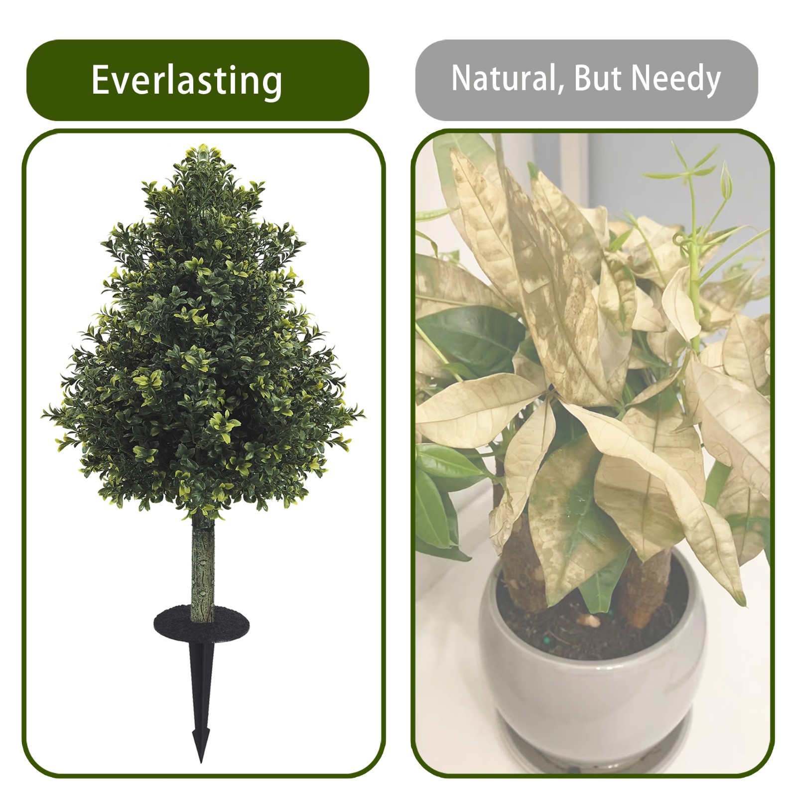 2pack Artificial Boxwood Topiary Ground Stakes,Patio PathwayOutdoor Garden Decor