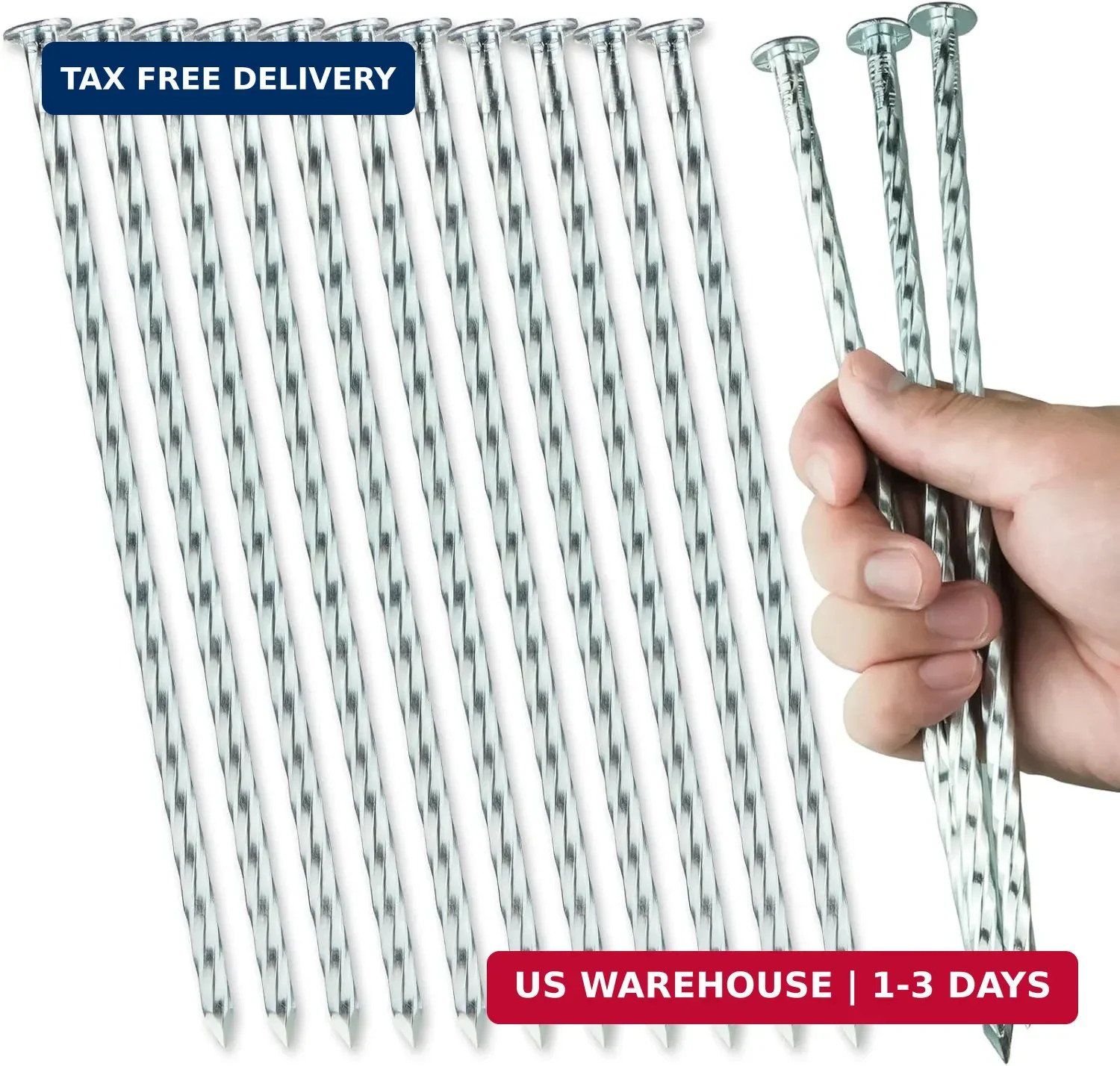 10 Inch Heavy Duty Landscape Stakes, 10 Pack Galvanized Spiral Artificial Turf N