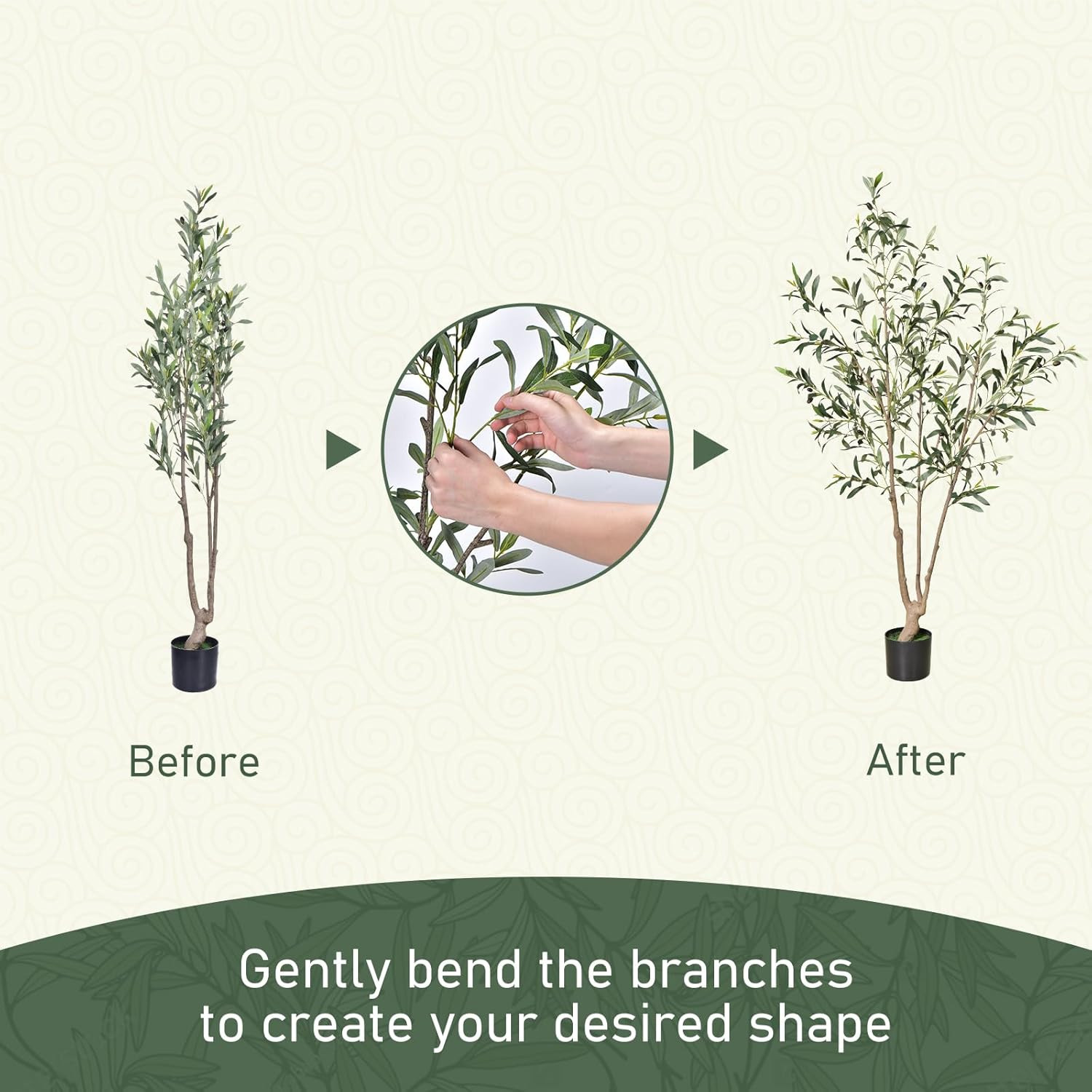 5FT Artificial Olive Tree with Natural Trunk for Home and Office Decor