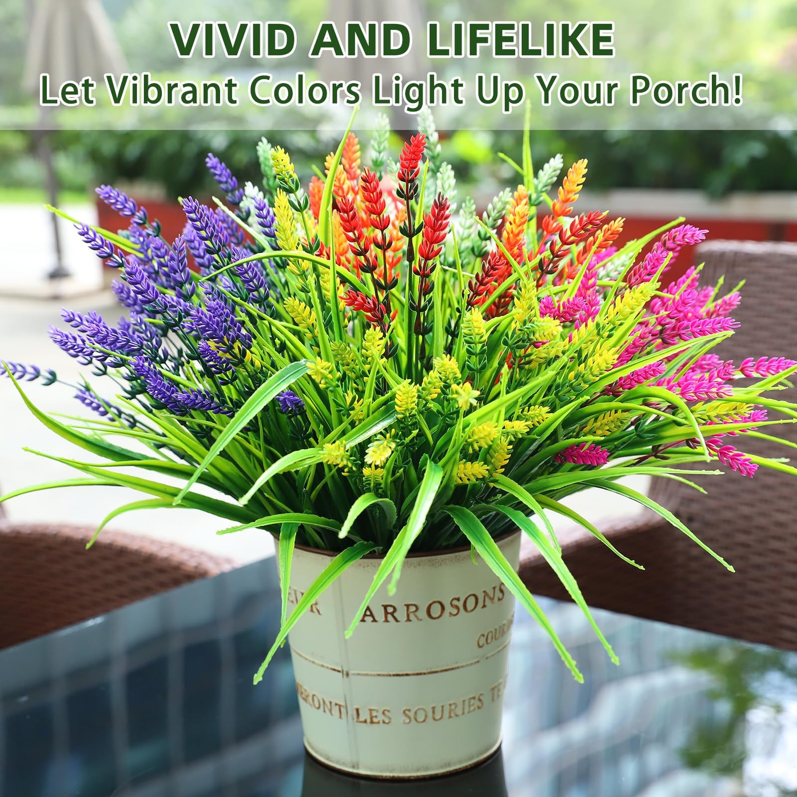 24 Bundles Artificial Flowers for Outdoors, Fake Lavender Flowers UV Resistan…