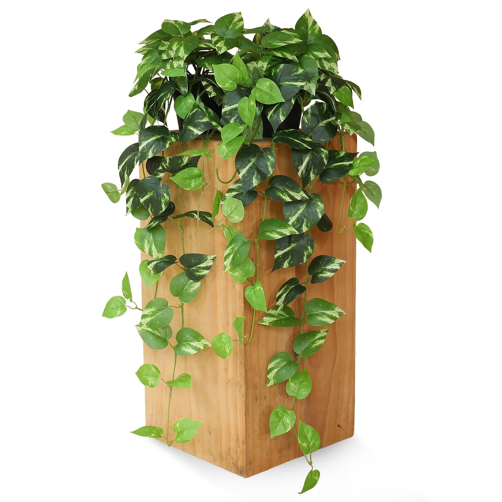 Fake Pothos Hanging Plants 33″ Set of 2 Artificial Silk Ivy Vines with Pots,…