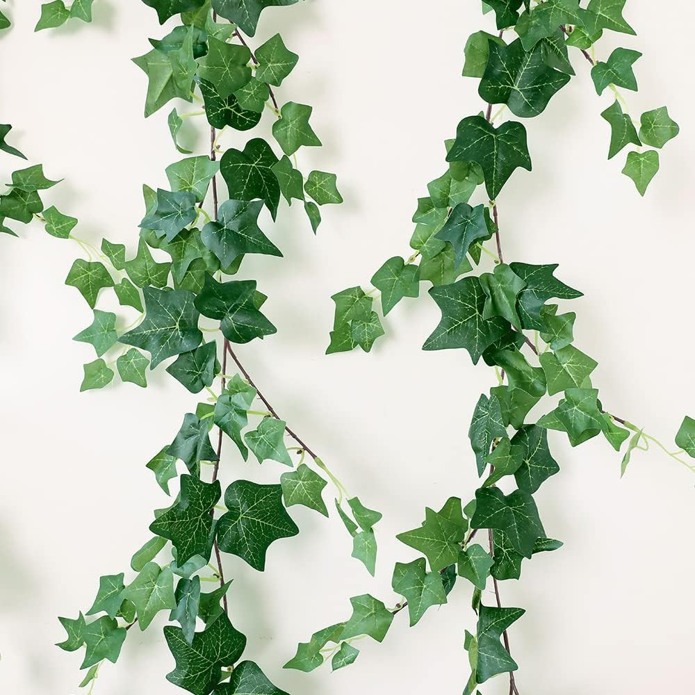 3 Strands Odorless Artificial Ivy Vines Kit, 71″ Silk Ivy Garland with Green Lea