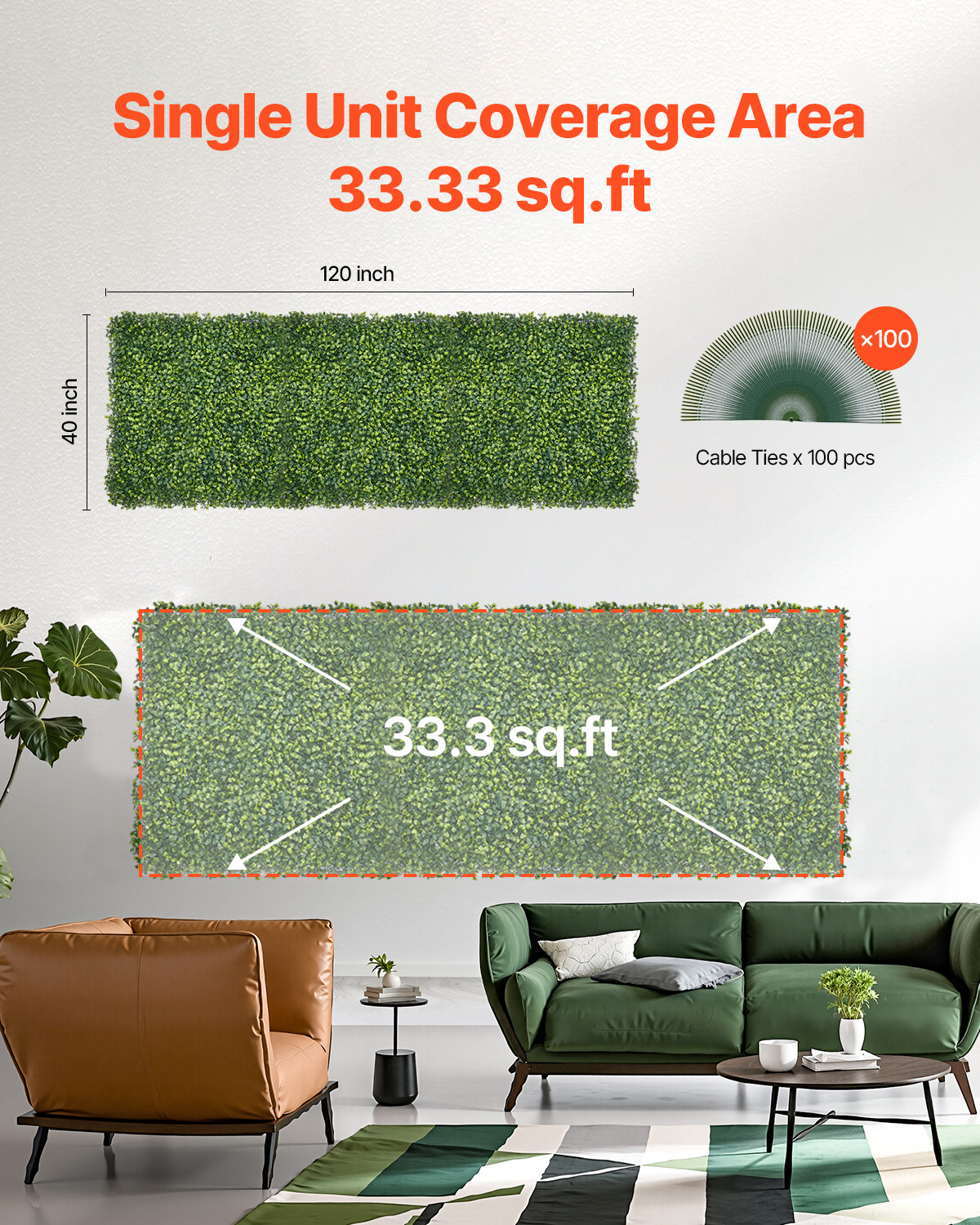 Artificial Grass Wall Panels 40 x 120 in Milan Grass Greenery for Decor Privacy