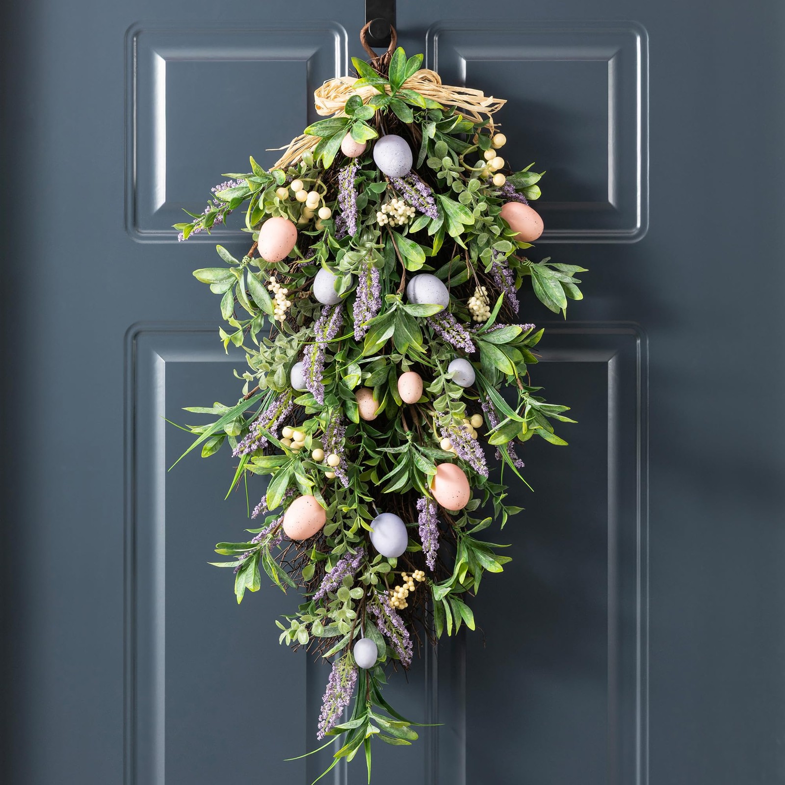 Easter Swag 28 Inch Artificial Spring Teardrop Wreath for Front Door & Porch …
