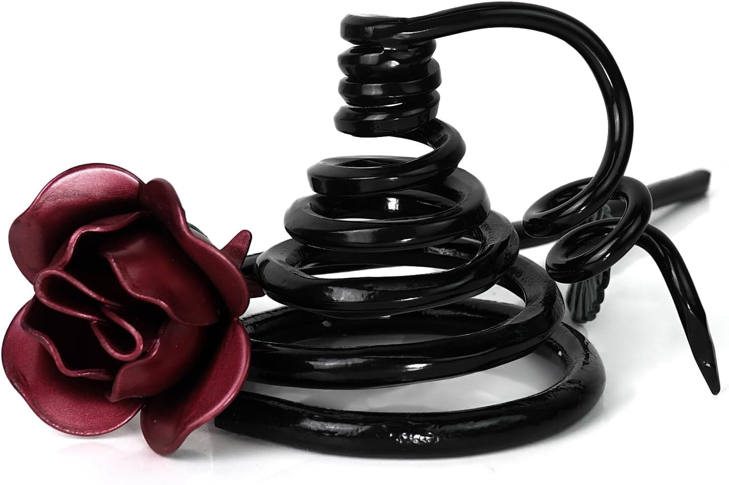 Dreamseden 12 Inch Metal Rose with Stand, Forever Rose Iron Flower Sculpture, Ha
