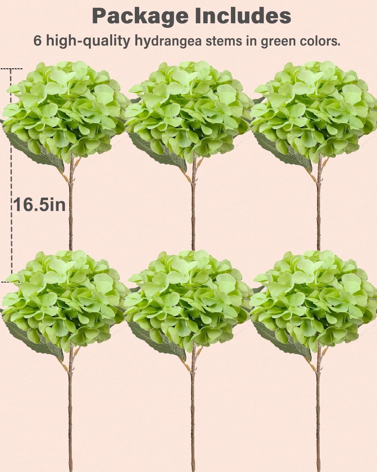 Green Hydrangea Faux Flowers – 6PCS for Beautiful Home Decor & Events