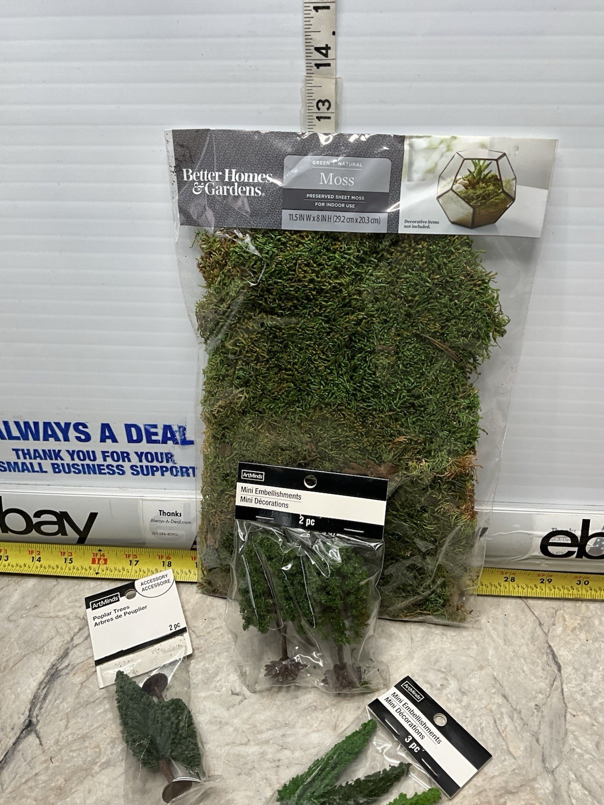 Better Homes & Gardens Sheet Moss Mini Trees Lot Village Zen Fairy Garden Poplar