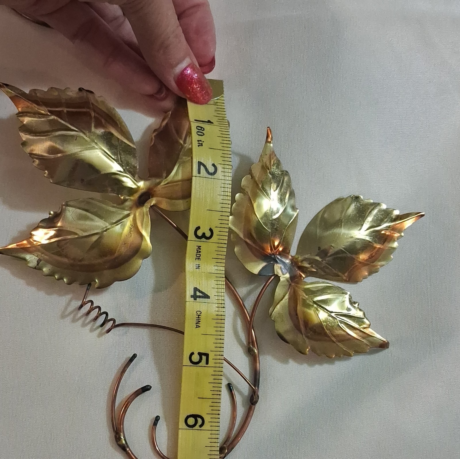 Vintage Brass And Copper Leaf Wall Sculptures. Mid Century Modern Decor