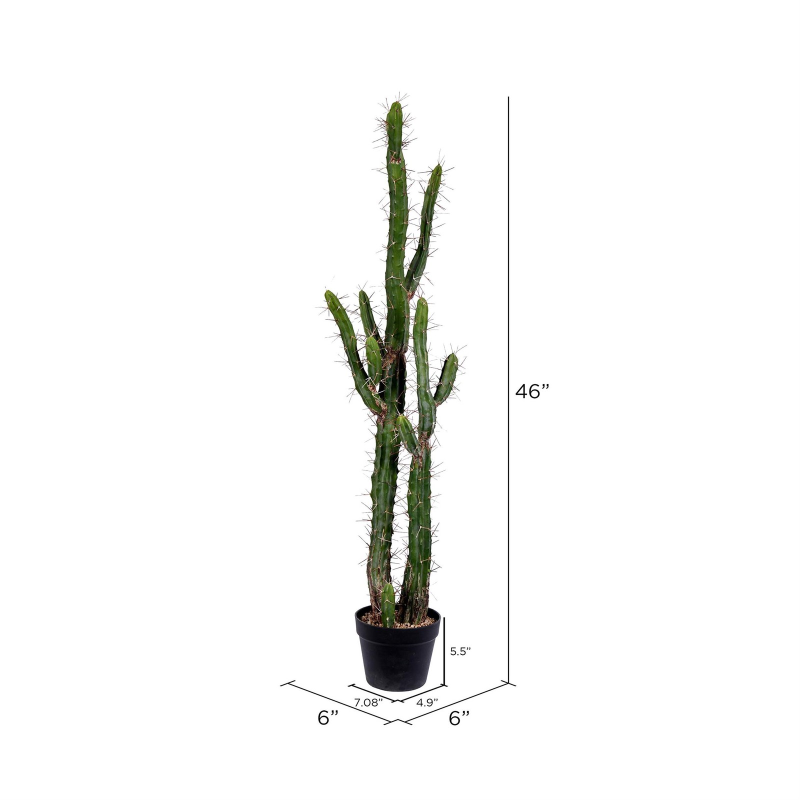 Vickerman 46″ Plastic Artificial Cactus with Black Planters Pot in Green