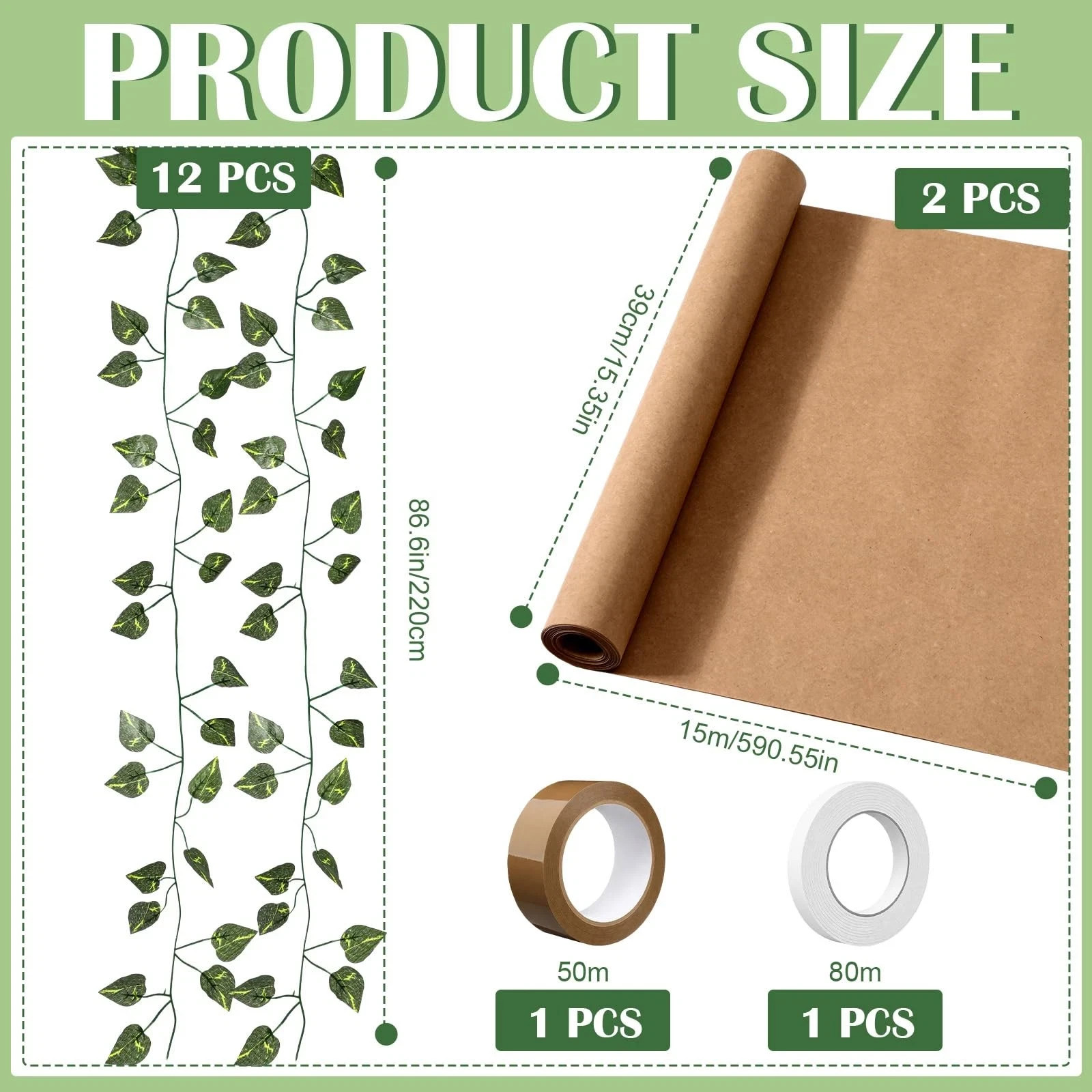 3D DIY Tree Decor for Classroom Wall Artificial Ivy Leaves Rattan Kraft Paper Ki