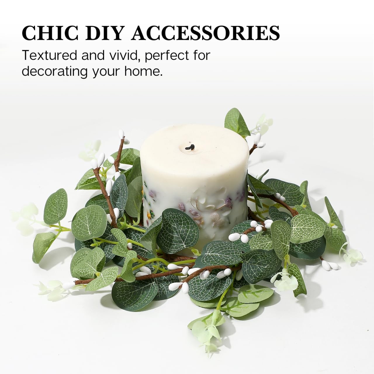 Easter Eucalyptus Candle Wreath,4pcs Small Eucalyptus Candle Rings Wreaths, A…