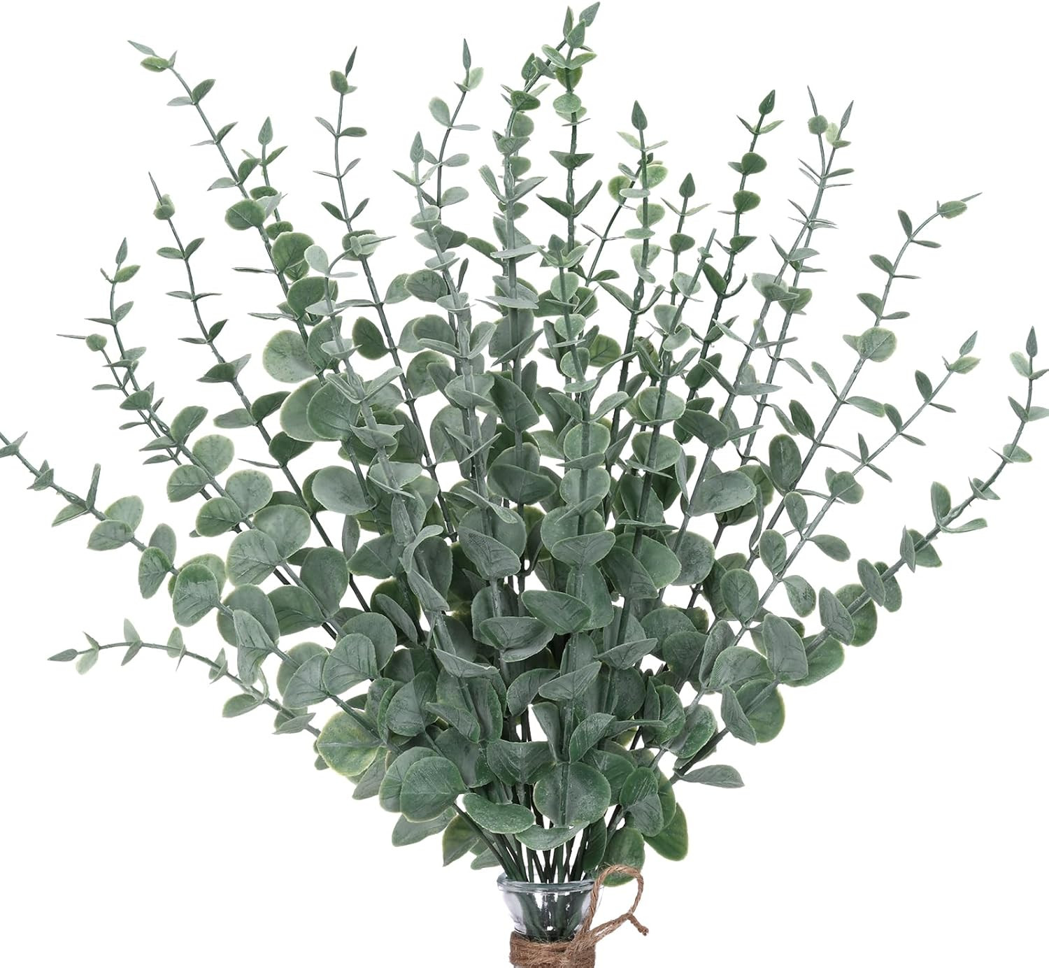 24 tallos de eucalipto, hojas artificiales de eucalipto, vegetación falsa