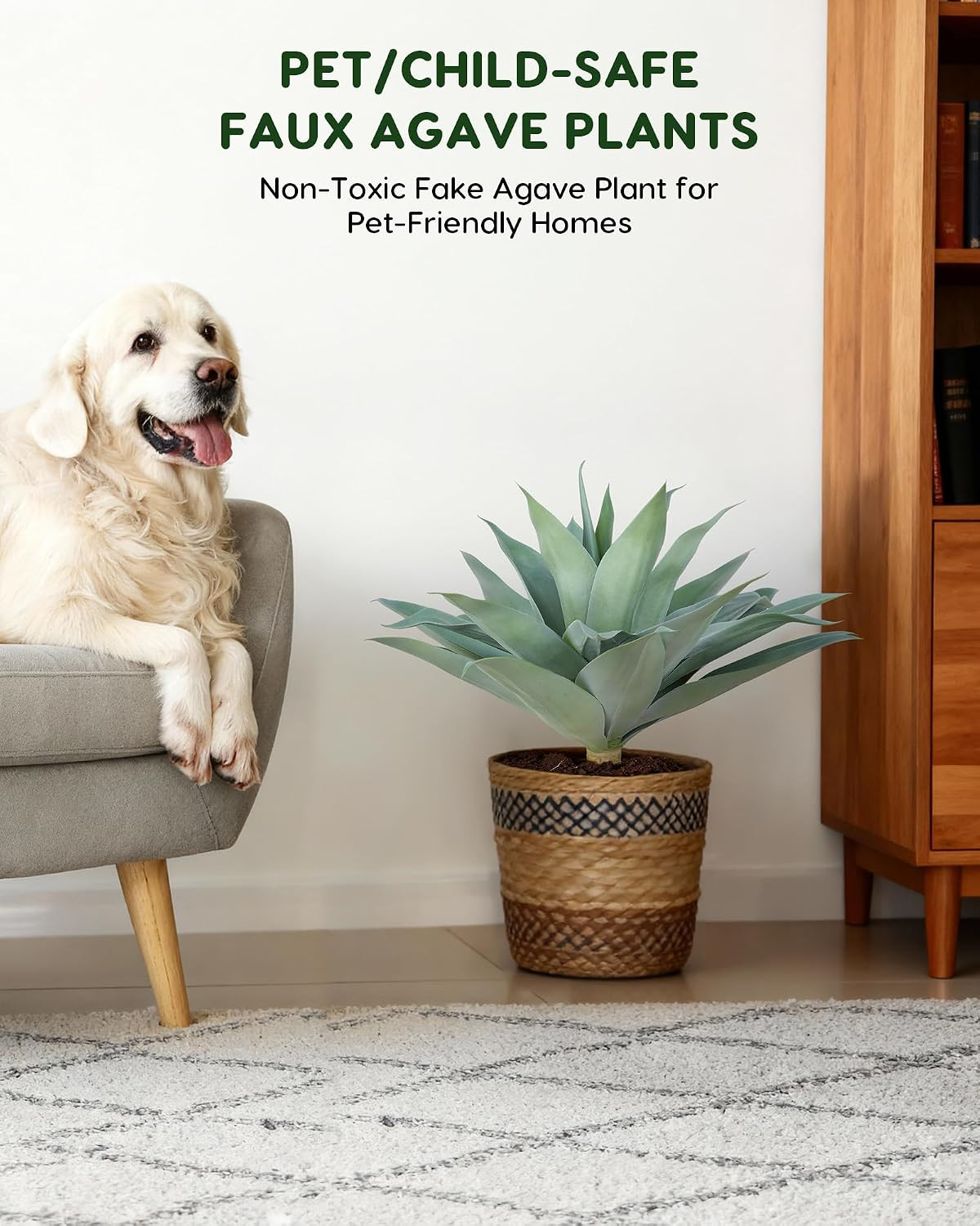 Artificial Outdoor Blue Agave Plant – Small Size UV Resistant Fake Agave Plants