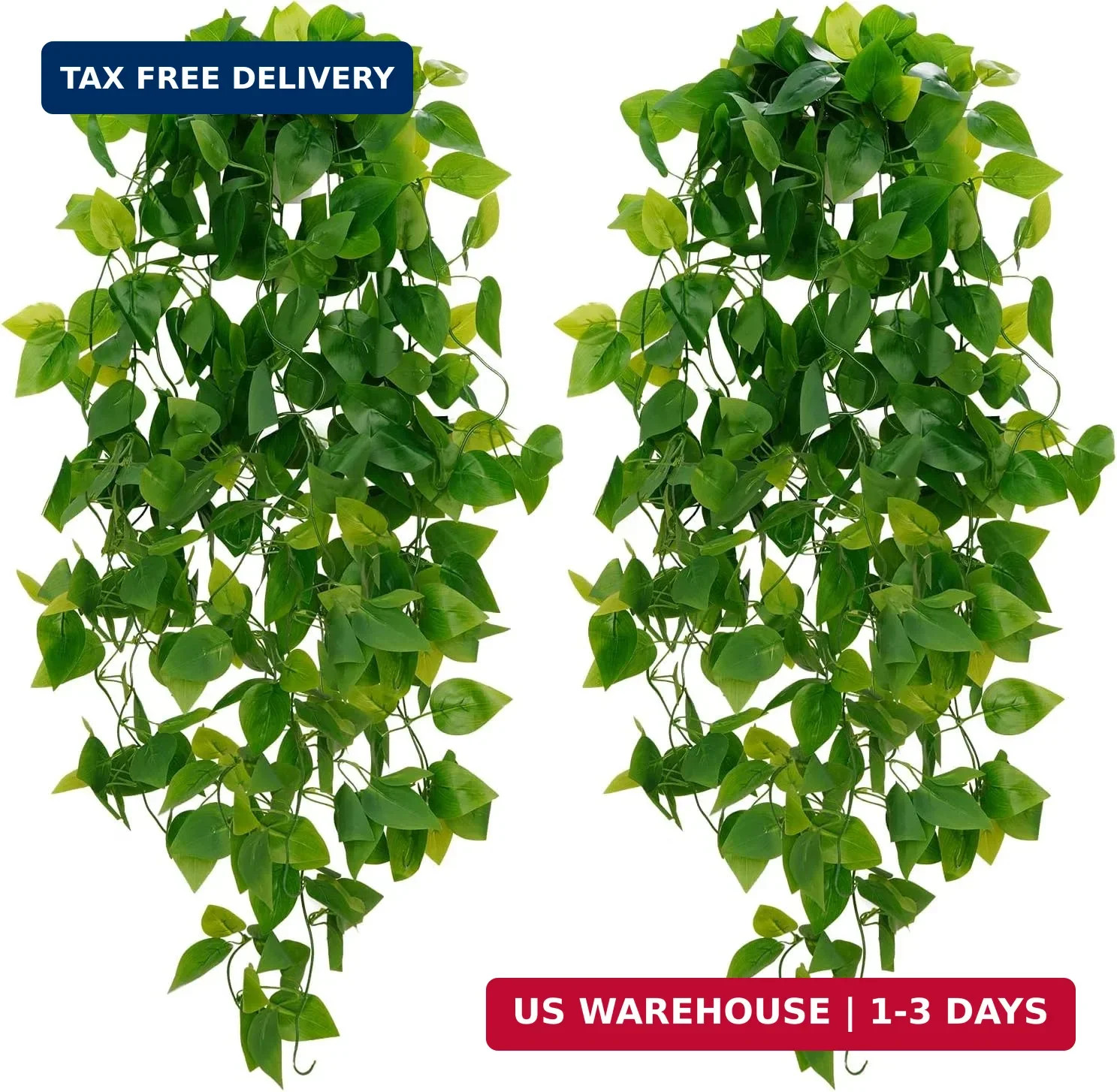 BLEUM CADE Fake Hanging Plants, 2pcs Artificial Pothos Vines Faux Plants Greener
