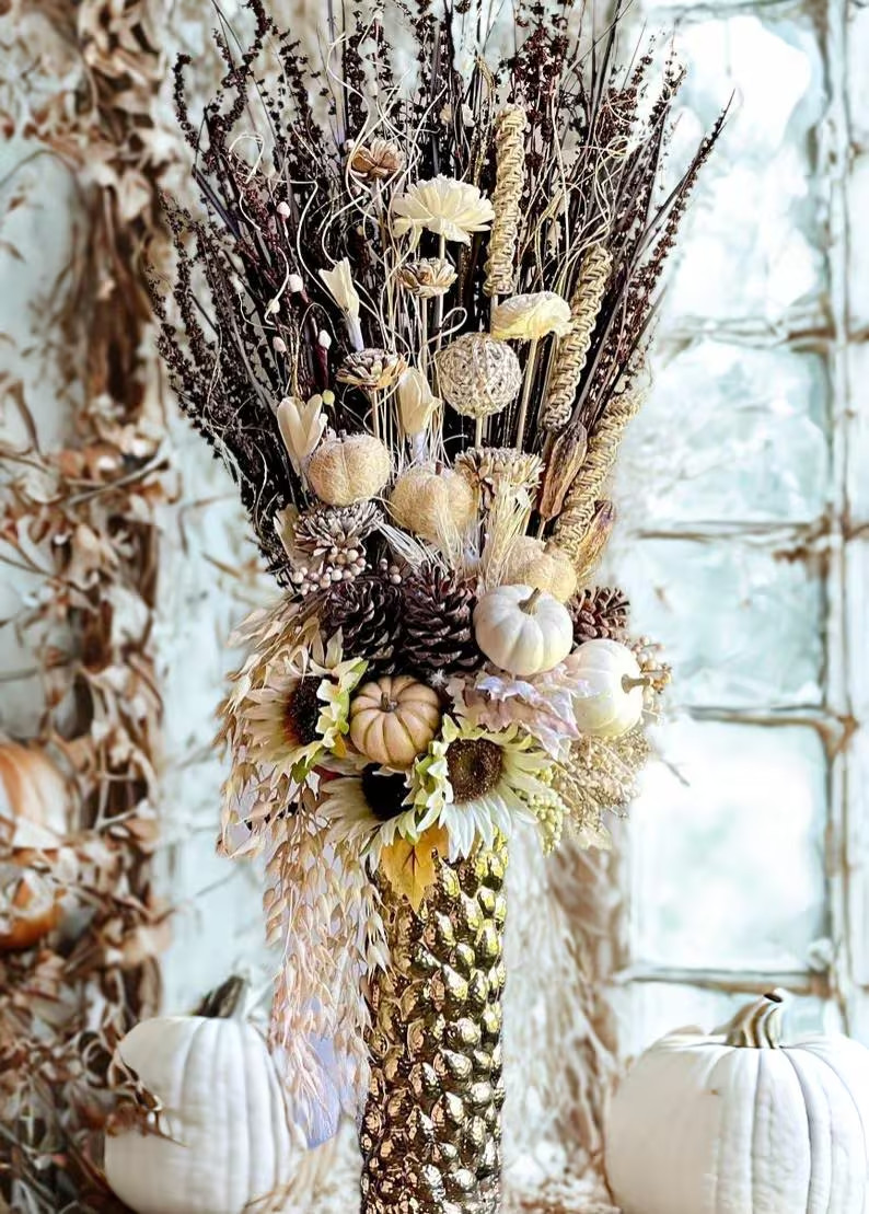 Large Sunflower Floral Arrangement: Fall Home Decor, Thanksgiving Centerpiece