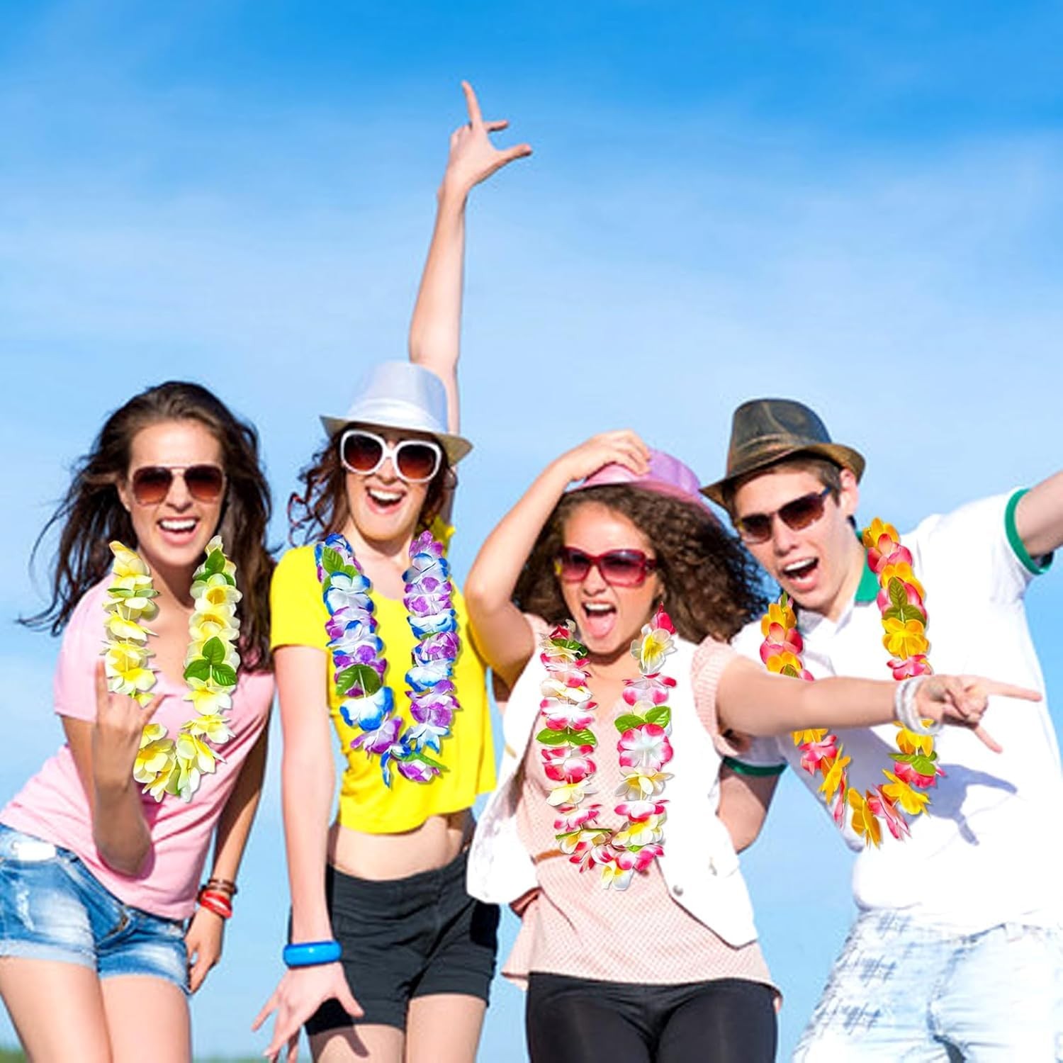 24 Bulk Hawaiian Leis for Adults: Vibrant Artificial Flower Leis for Luau Par…