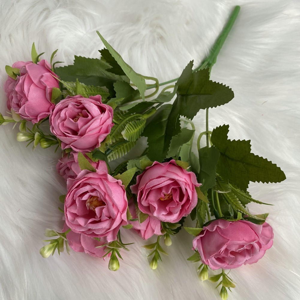 Vibrant Artificial Flowers Nordic Style Starry Peonies on Elegant Cloth