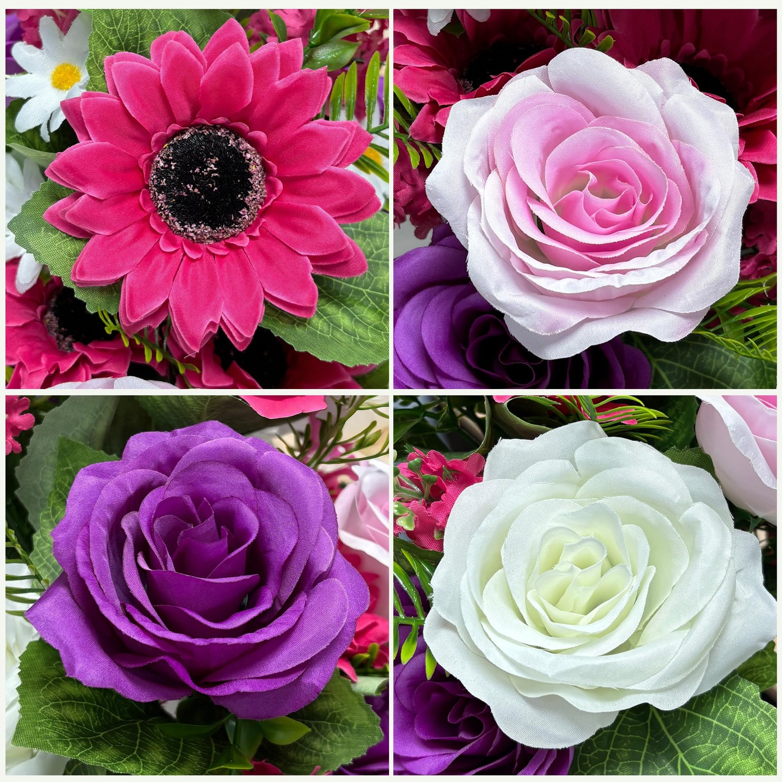 Artificial Flowers for Cemetery Grave: 2 Pcs Memorial Day Grave Decorations f…