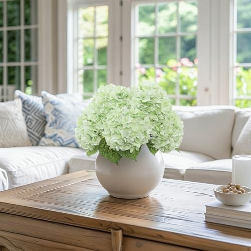 4Pcs Hydrangea Artificial Flowers Lifelike Faux Hydrangea 4pcs Light Green