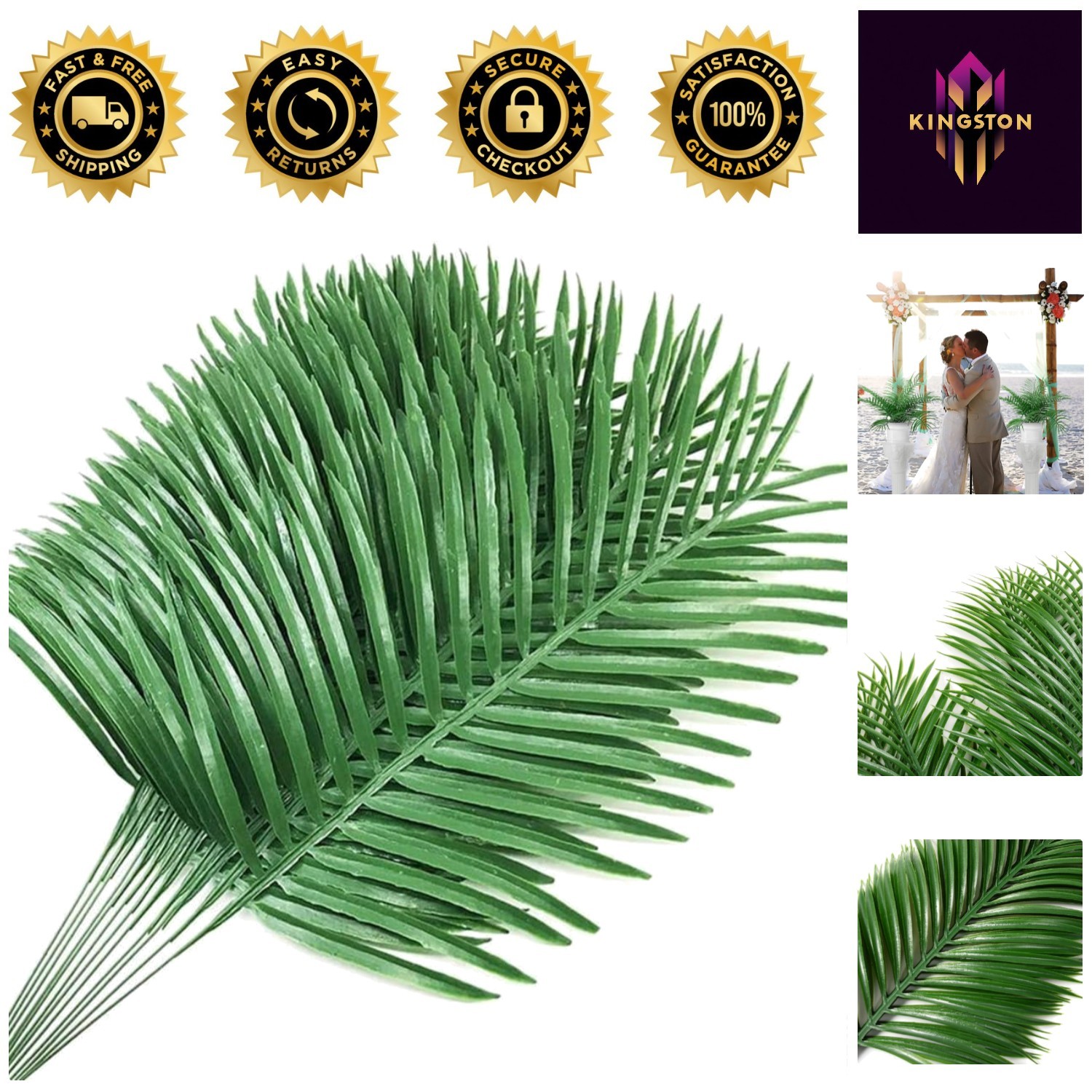 12-Pack UV Resistant Artificial Palm Leaves for Tropical Floral Arrangements