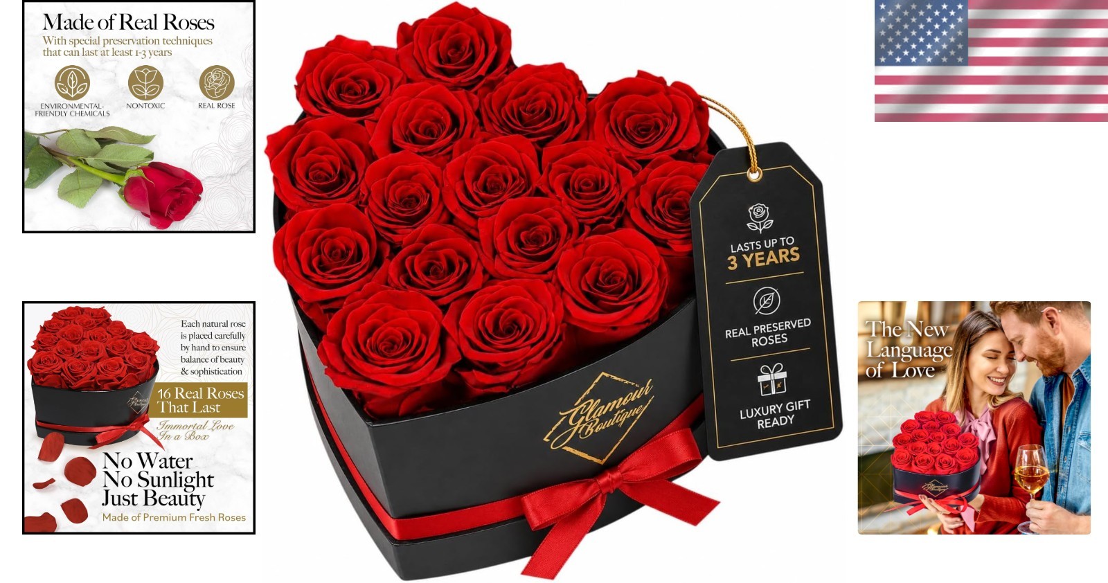 16 Red Roses Preserved in Heart Box Timeless Gift for Birthdays Anniversaries