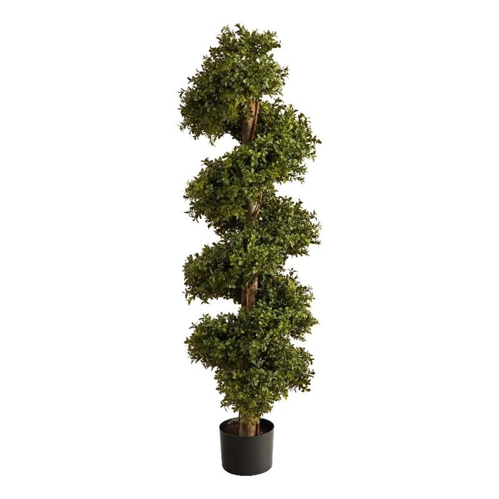 Nearly Natural 46″ Boxwood Spiral Topiary Artificial Tree in Green