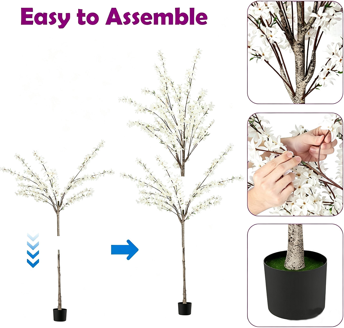 6ft Artificial Forsythia Tree in Pot Faux Spring Blooming Winter Jasmine Plant