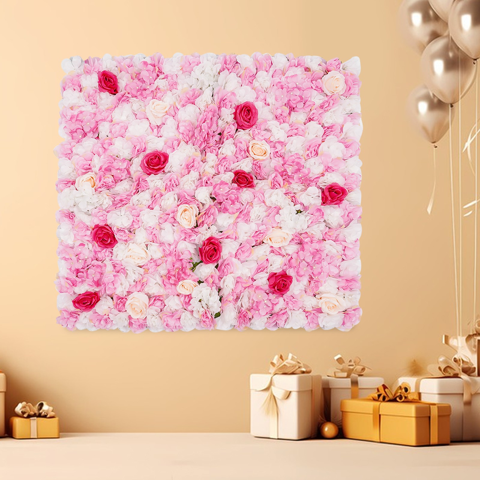 50*50*12cm Artificial Flower Wall Panel Flower Wall Mat Silk Rose Flower Panel