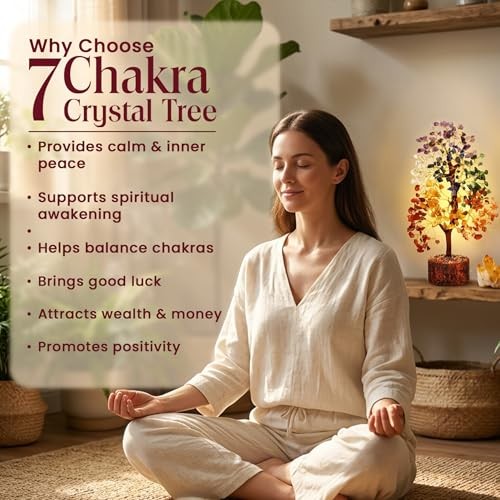 7 Chakra Tree of Life Healing Crystal Decor Handmade Gemstone Money Tree Gift