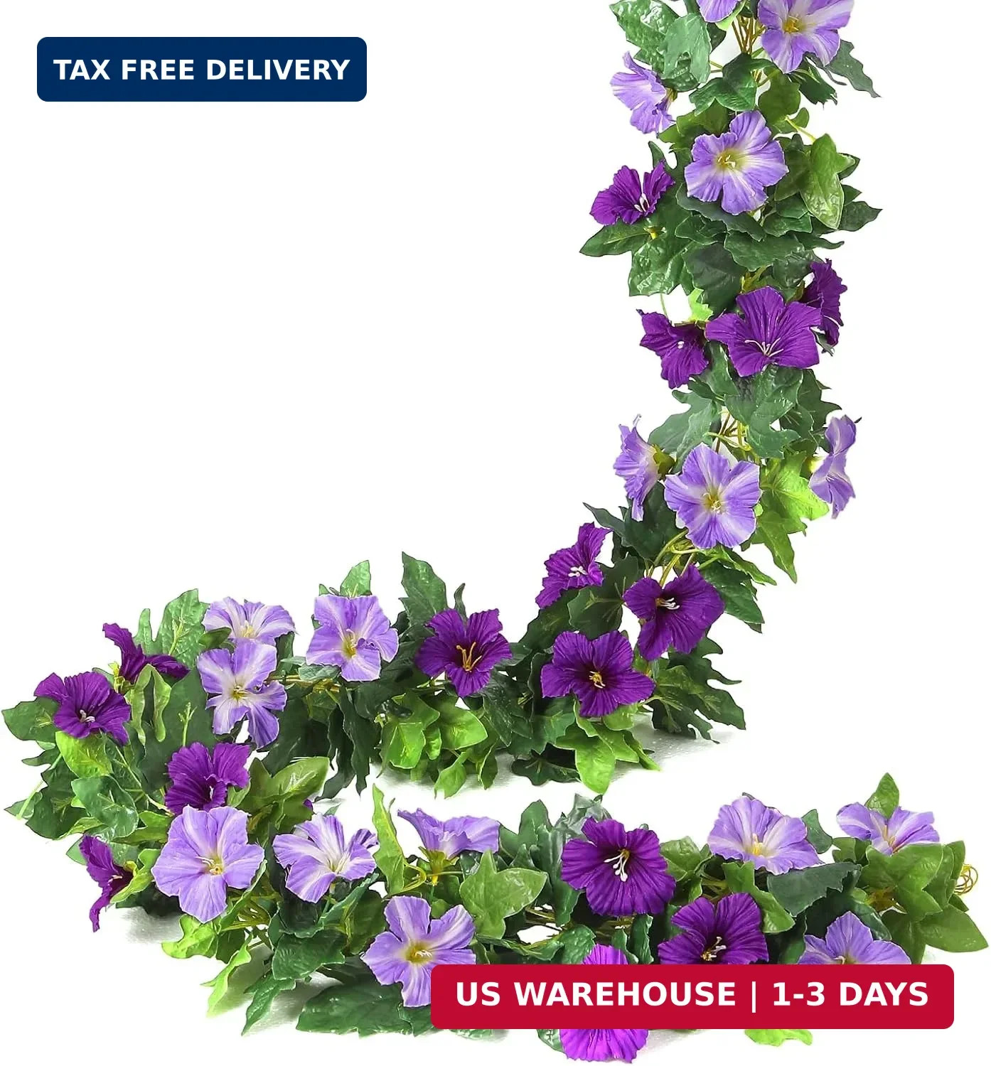 Floweroyal 2 Pack Artificial Flower Garlands 15.8FT Fake Morning Glory Vines Sil