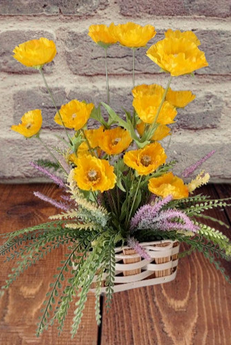 Bright Yellow Poppy table decoration
