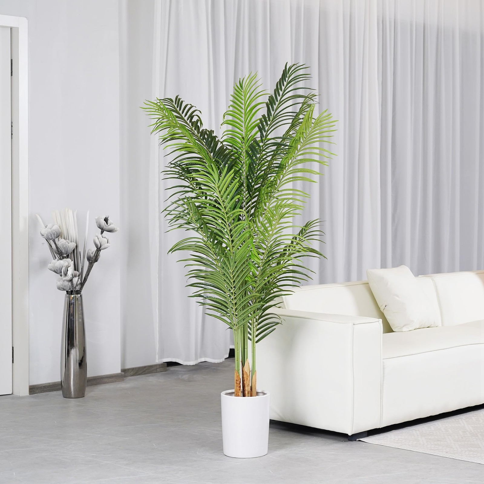 ProDeco Artificial Palm Tree 6Ft Faux Silk Green Realistic 5ft 11in,